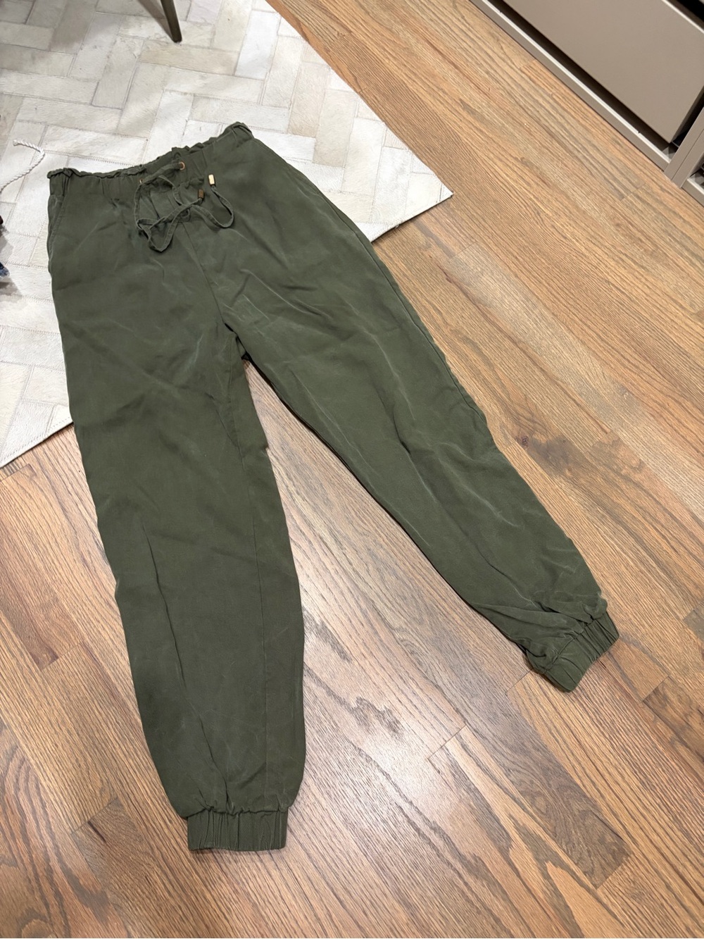 Zara Olive Green Elastic Waist Casual Pants